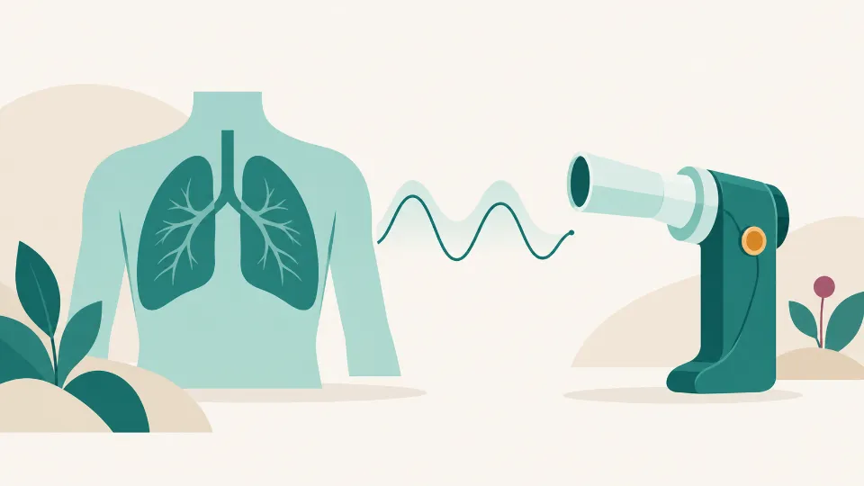Ilustrasi uji fungsi paru dengan kurva napas dan spirometer