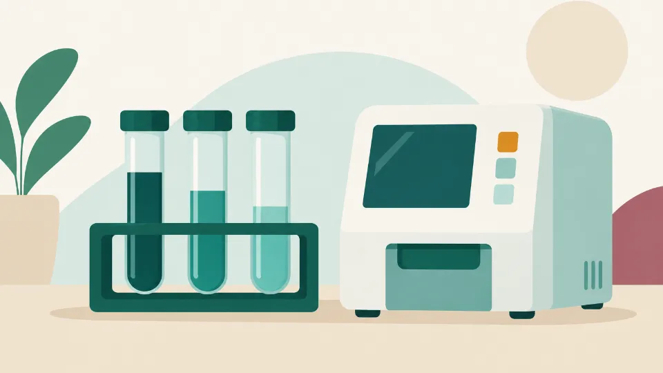 Ilustrasi tabung laboratorium dan alat analisis