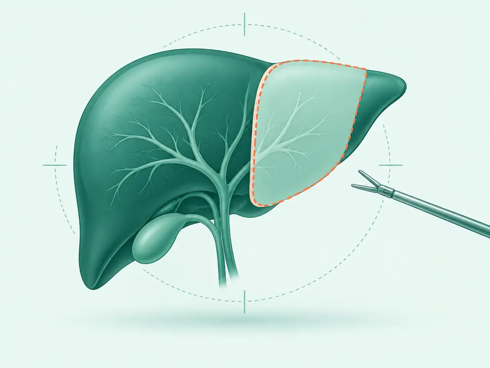 Diagram abstrak pengangkatan jaringan: bentuk organ dengan batas eksisi yang ditandai
